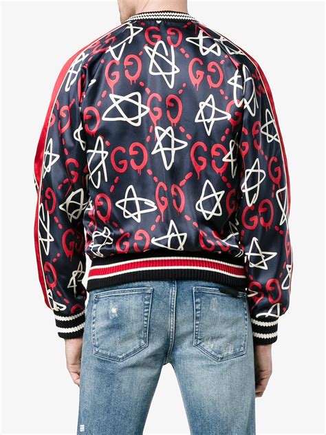 gucci ghost star bomber jacket|Gucci Blue Ghost Star Duchesse Bomber Jacket for men.